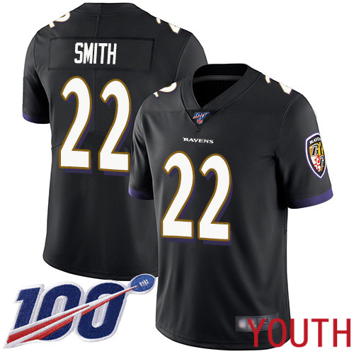 Baltimore Ravens Limited Black Youth Jimmy Smith Alternate Jersey NFL Football #22 100th Season Vapor Untouchable->baltimore ravens->NFL Jersey